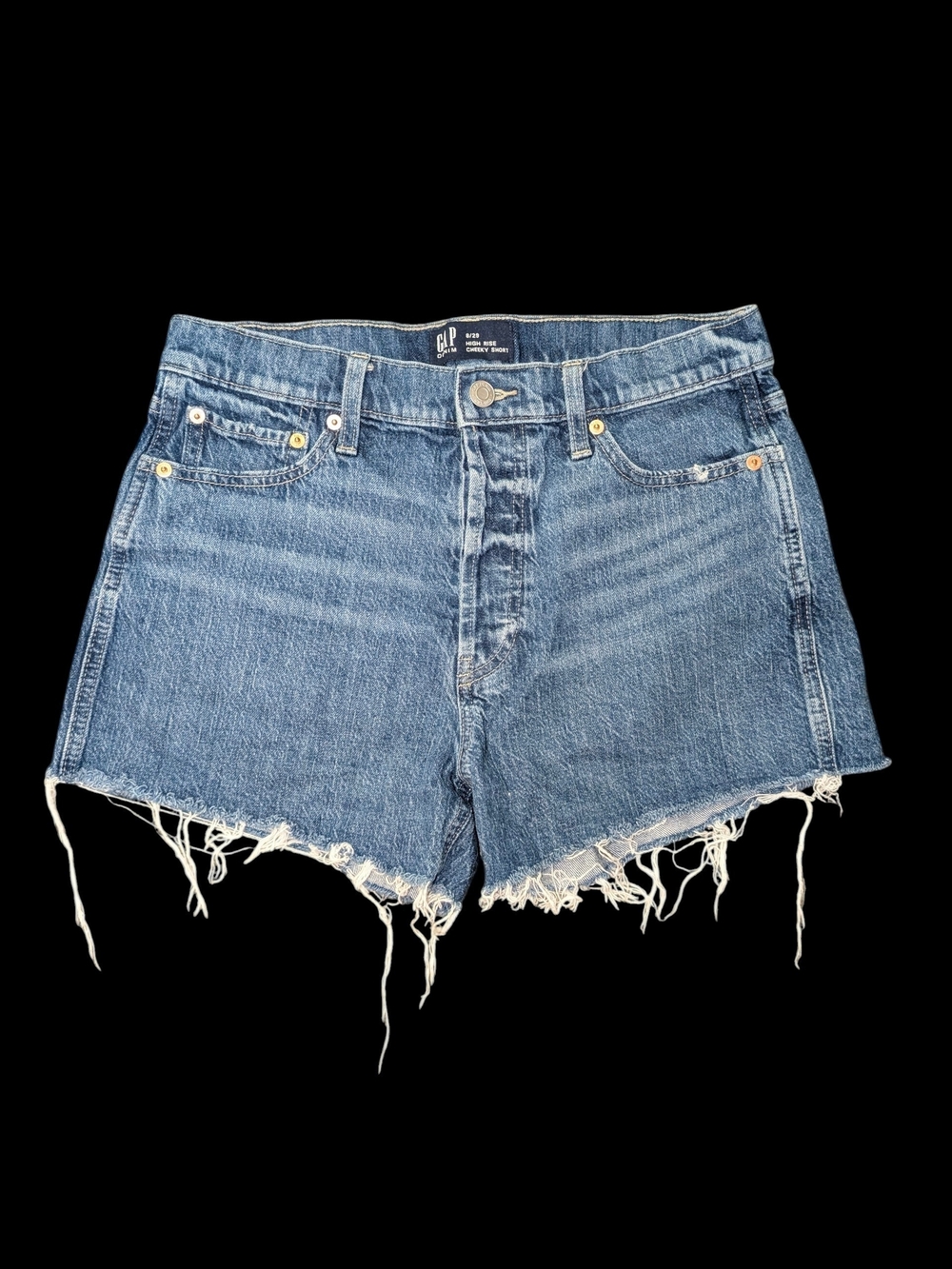 GAP Women's 8 Distressed High-rise Cheeky Cutoff Denim Shorts Button Fly